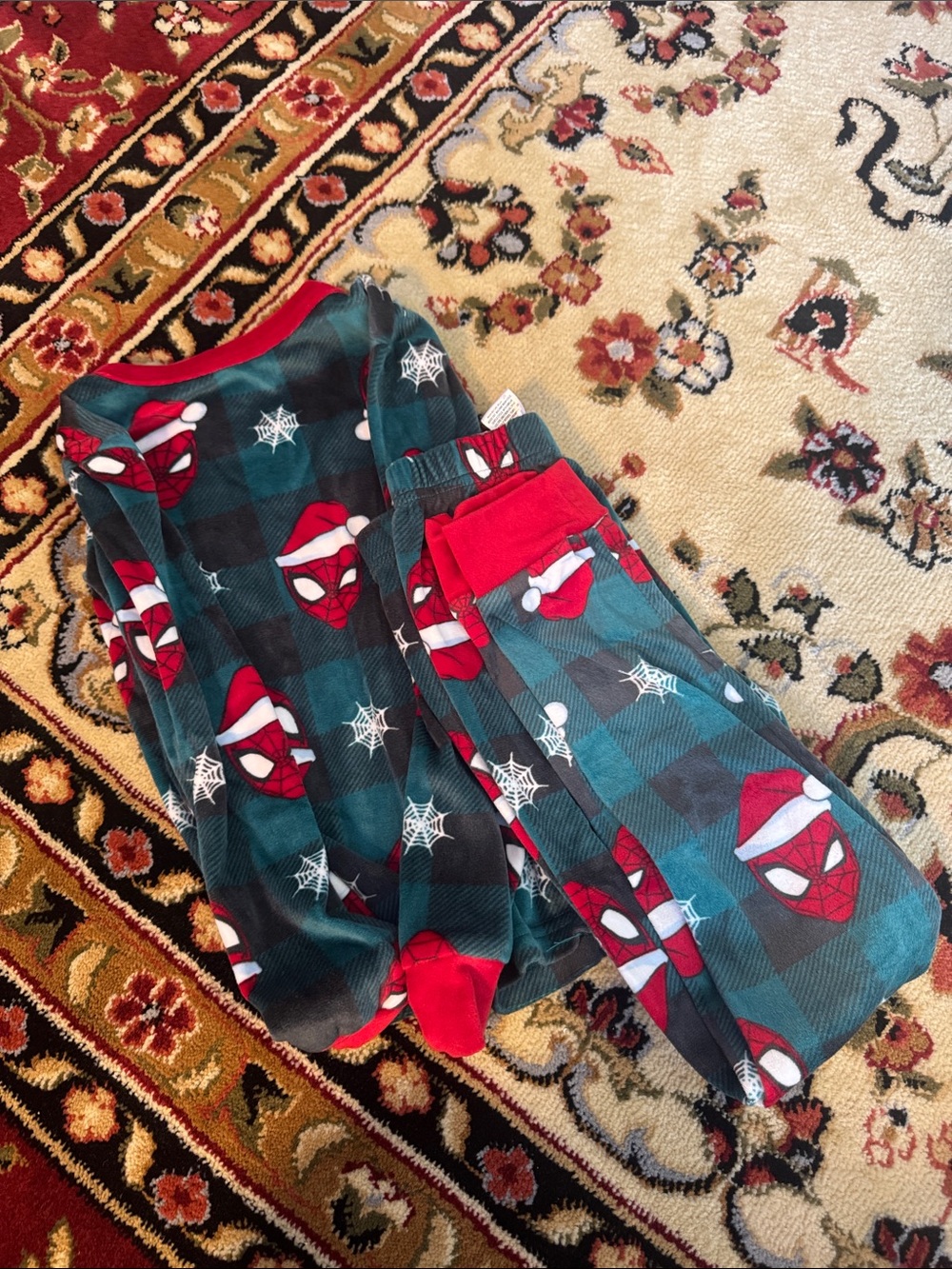 Spiderman Plaid Sleep Set in Teal & Red